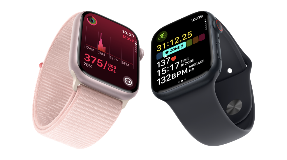 Apple Watch Series9 - עצמתי מתמיד, עם מעבד ה-Series 9, מהיר פי שתיים מקודמו, ולמרות זאת שומר על חיי סוללה של עד 18 שעות.